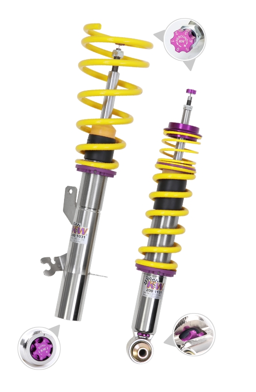 KW SUSPENSION - 35240017 KW V3 INOX ASSETTO REGOLABILE ABARTH FIAT GRANDE PUNTO / ALFA ROMEO MITO / FIAT PUNTO / OPEL ADAM e CORSA