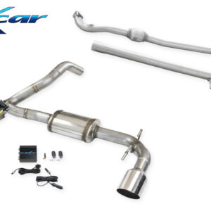INOX CAR - TUBO CENTRALE DIRETTO + POSTERIORE CON USCITA DIAM. 102 RACING DX+SX +VALVOLA MOTORINO ELETTRICO + TELECOMANDO ABARTH 500 1.4 T-JET 2008 / CABRIO 2010