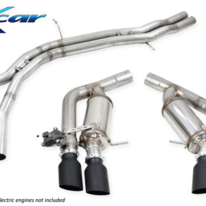 INOX CAR - TUBO CENTRALE DIRETTO + TERMILANE SILENZIATO CON USCITA 2 X DIAM.90 RACING BLACK CERAMIC + VALVOLE CON MONTAGGIO MOTORINI ELTTRICI AUDI RS4 B9 QUATTRO AVANT 2.9 450CV 2018