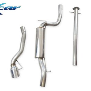 INOX CAR - TUBO CENTRALE DIRETTO + SILENZIATORE POSTERIORE PICCOLO CON TERMINALE DIAM.100 RACING FORD FOCUS MK1 RS 2.0 16V TURBO 215V 2003