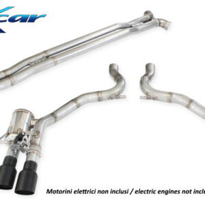 INOX CAR - TUBO CENTRALE DIRETTO + POSTERIORE CON USCITA 2 X DIAM. 90 BLACK CERAMIC DX+SX + VALVOLE CON MONTAGGIO MOTORINI ELETTRICI PORSCHE PANAMERA SERIE 971 4 E-HYBRID 2.9 V6 (462CV) 2018