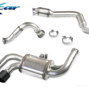 INOX CAR - TUBO SOSTITUZIONE CATALIZZATORE CON CAT. METALLICO SPORTIVO + TUBO INTERMEDIO + POSTERIORE CON USCITA CENTRALE 2 X DIAM. 90 X-RACE BLACK MATTE PORSCHE CAYMAN (SERIE 718) S 2.5I TURBO (350CV) 2016