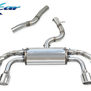 INOX CAR - TUBO CENTRALE DIRETTO + POSTERIORE CON USCITA 2 X DIAM. 100 X-RACE DX+SX + VALVOLE CON MONTAGGIO MOTORINO ELETTRICI DI SERIE VOLKSWAGEN GOLF 8 2.0 R (333cv) con OPF 4WD 2023